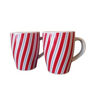 California Pantry Set of Two Coffee Tea Cup/Mug Holiday Stripped Collectible